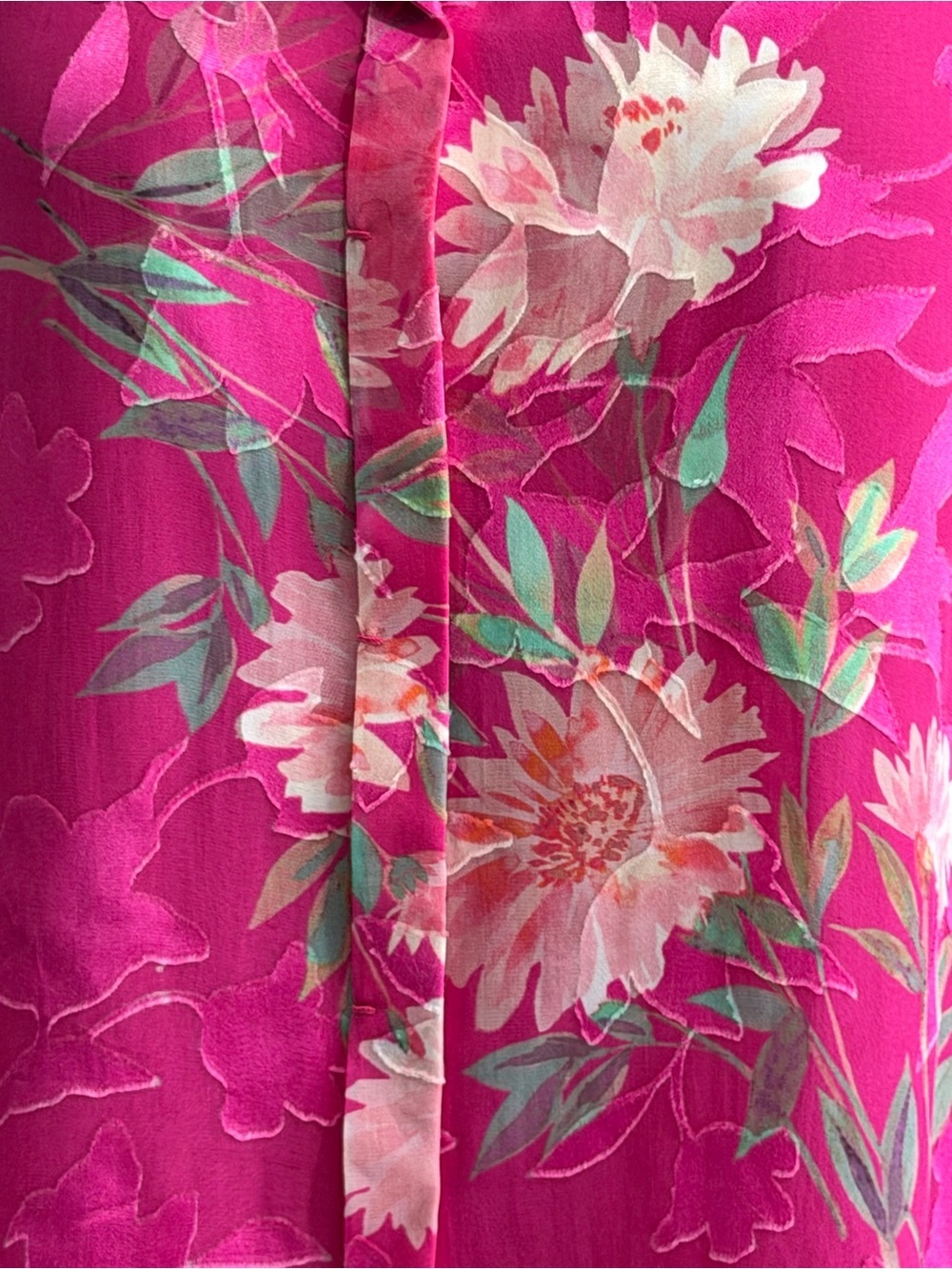 Elie Tahari Hot Pink Floral Blouse - Picture 3 of 10